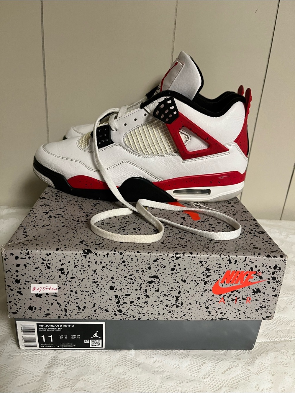 Air Jordan 4 Retro Kids Shoes - White/Red